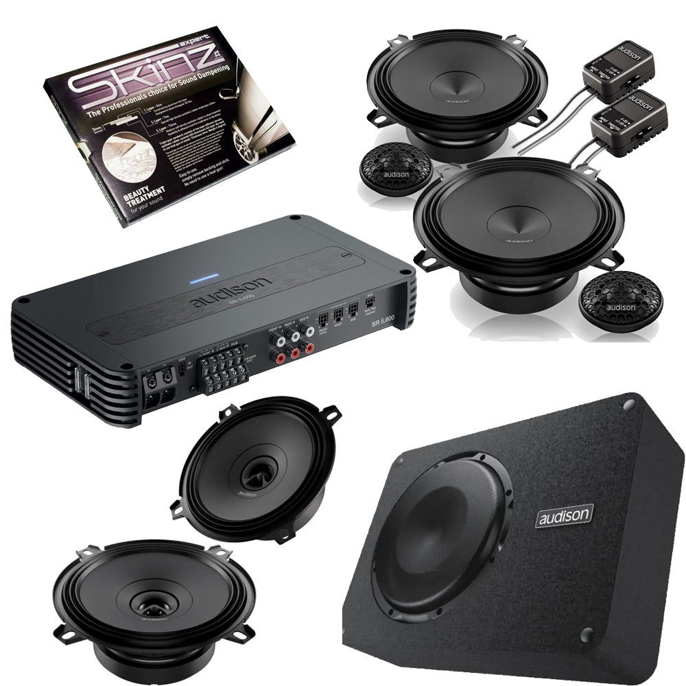 Audison Front & Rear Amplified Speaker Package with 10" Subwoofer for BMW 5 Series E39