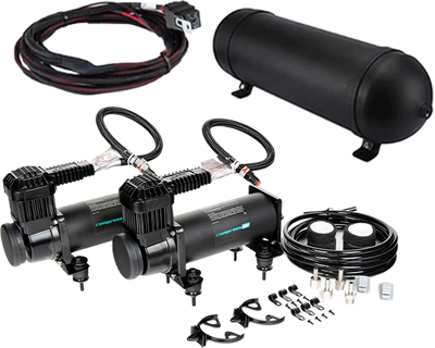3 Gallon Seamless Tank with DUAL CA444 Black Quieter Compressor + 2ND Compressor Harness Including All Hardware