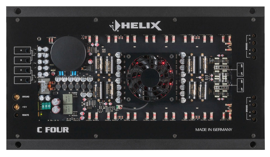 HELIX C FOUR 4-channel car high-end amplifier with integrated, active crossover 4 x 150 Watts