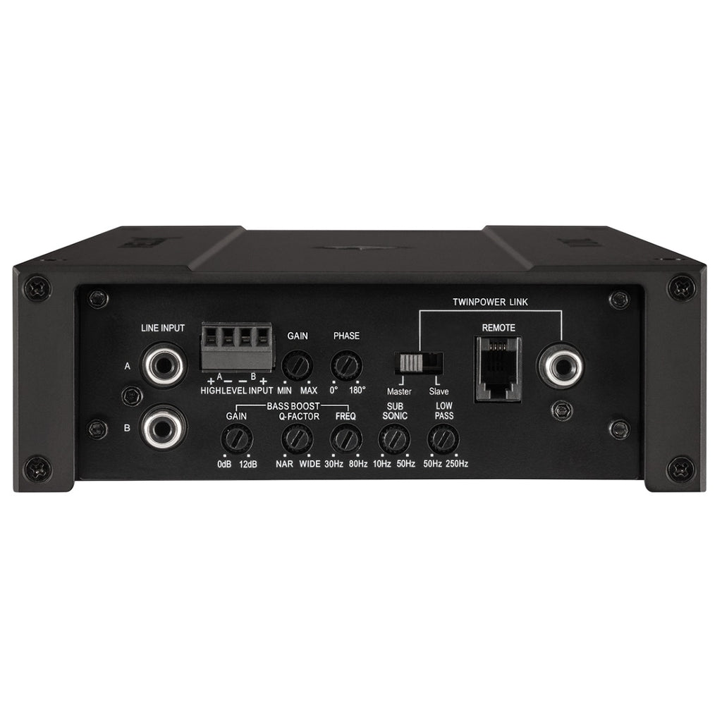 HELIX M ONE X 1-channel car subwoofer amplifier with active crossover, 1 Ohm stability & TwinPower Link 1,030 Watts