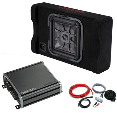 Kicker 12 inch L7T Down Firing Subwoofer Enclosure & Amplifier Package 600W RMS