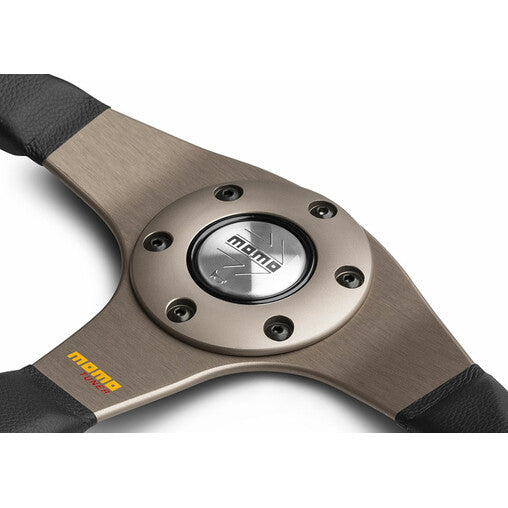 MOMO Tuner - Black Leather Anthracite Aluminium Spokes Steering Wheel