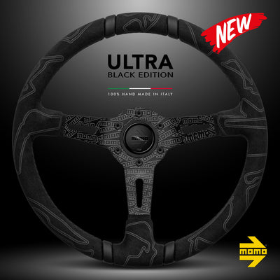 MOMO Ultra 350mm Steering Wheel - Black Edition Microfibre