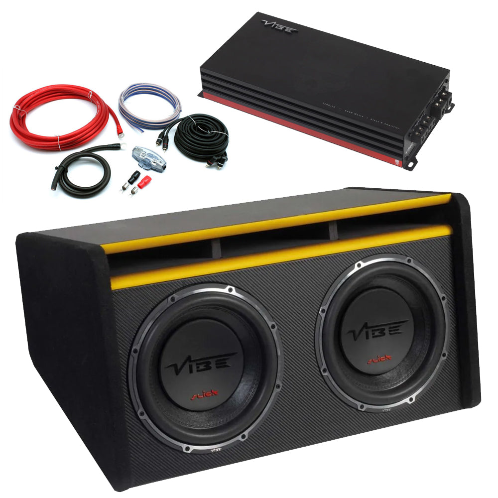 Vibe Slick 12" Twin Powerbox Enclosure Subwoofer & Amplifier Package 3000W