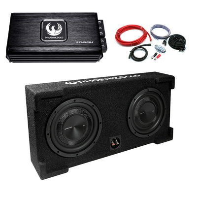 Phoenix Gold 8" Twin Slim Amplifier & Subwoofer Box Enclosure Package 250W
