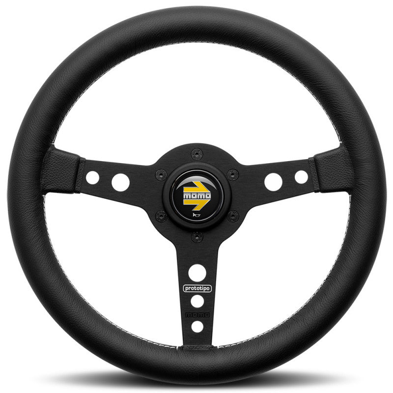 Momo Prototipo - Black Leather Black Spokes Steering Wheel