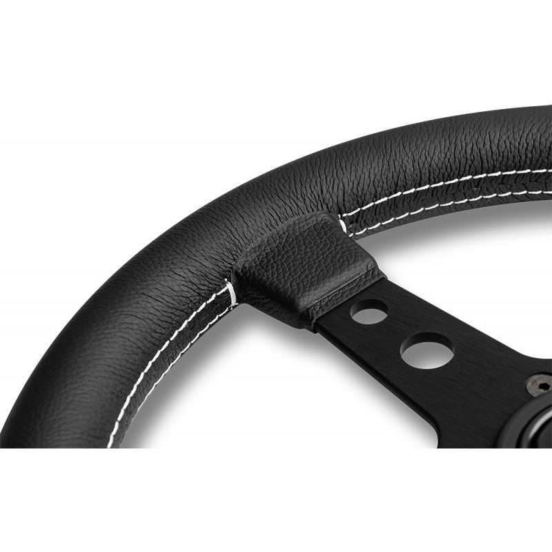 Momo Prototipo - Black Leather Black Spokes Steering Wheel