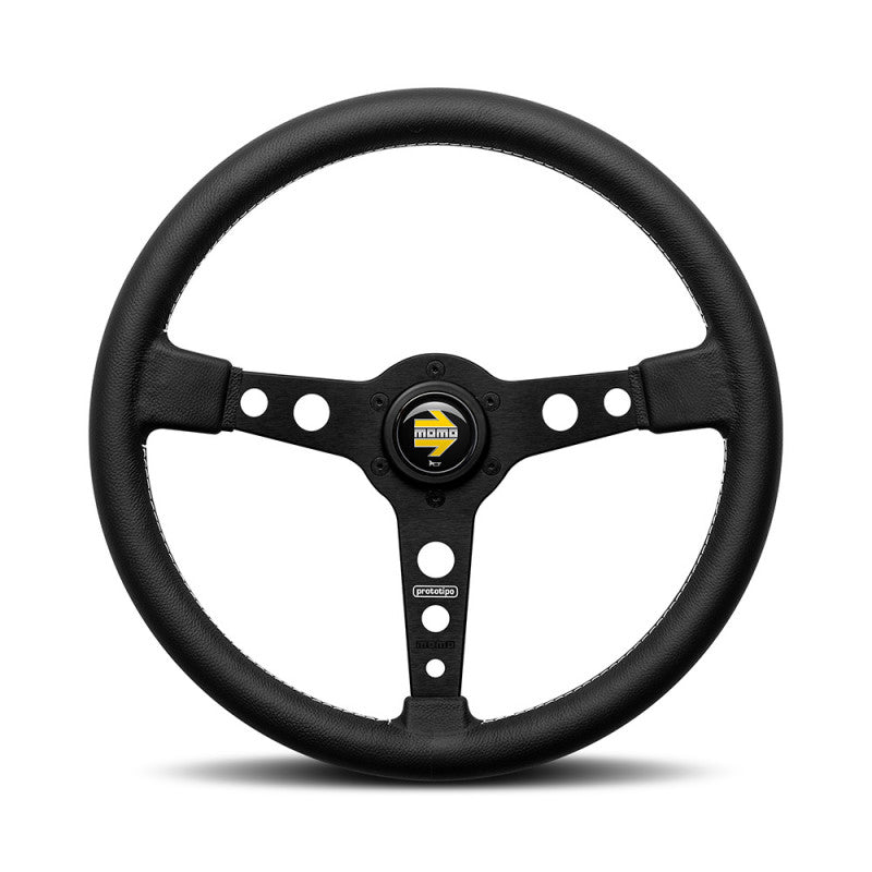 Momo Prototipo - Black Leather Black Spokes Steering Wheel