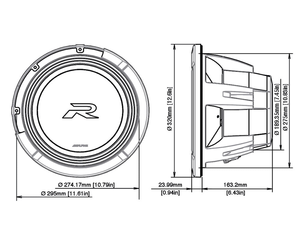 Alpine R2-W12D4 - 12" Type R Series Dual 4Ohm Car Subwoofer 2250W