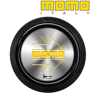 MOMO Horn Button 2 Contact - Yellow Arrow Chrome