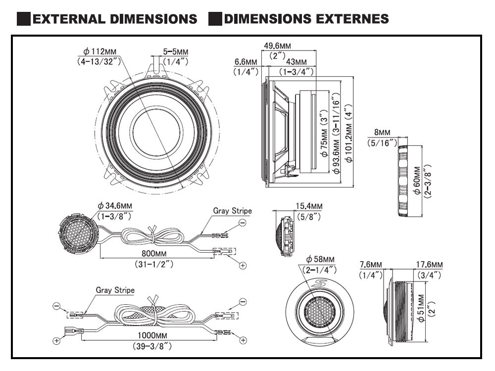 Alpine S2-S40C - S-Series 4" 2-Way Component Car Speakers 140 Watts