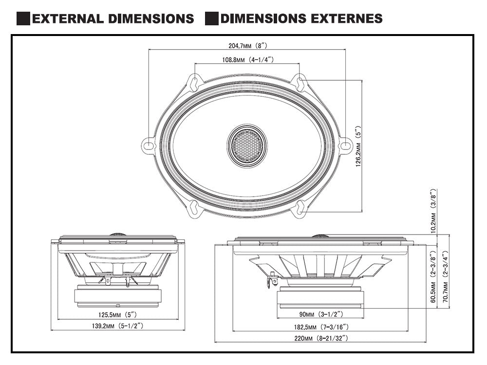 Alpine S2-S68 - S-Series 6"x8” 2-Way Coaxial Car Speakers 230 Watts