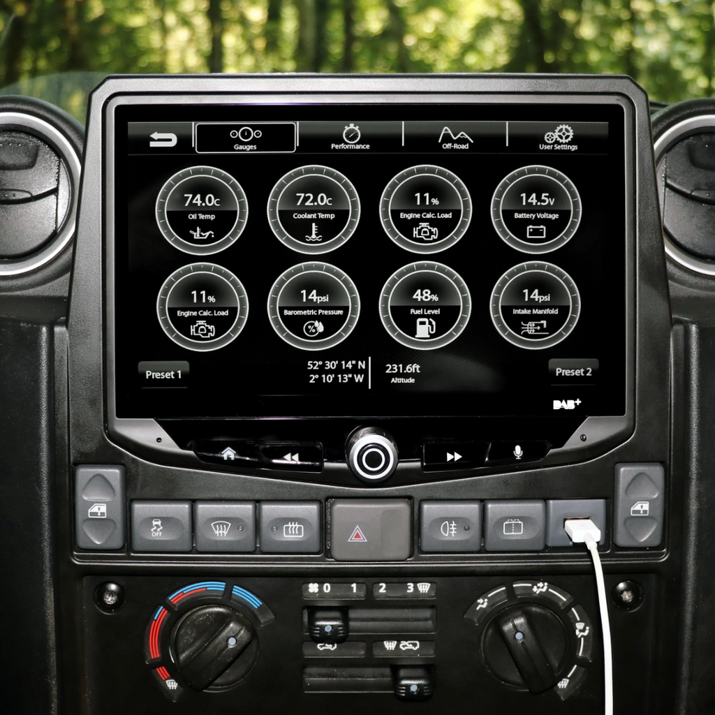 Land Rover Defender 2007-2016 10" Car Stereo Apple CarPlay Android Auto DAB Enhanced Off-Road & Performance Gauges with Fitting Kit