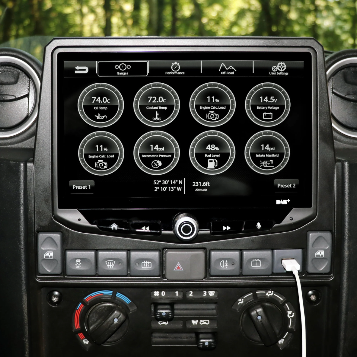 Land Rover Defender 2007-2016 10" Car Stereo Apple CarPlay Android Auto DAB Enhanced Off-Road & Performance Gauges with Fitting Kit