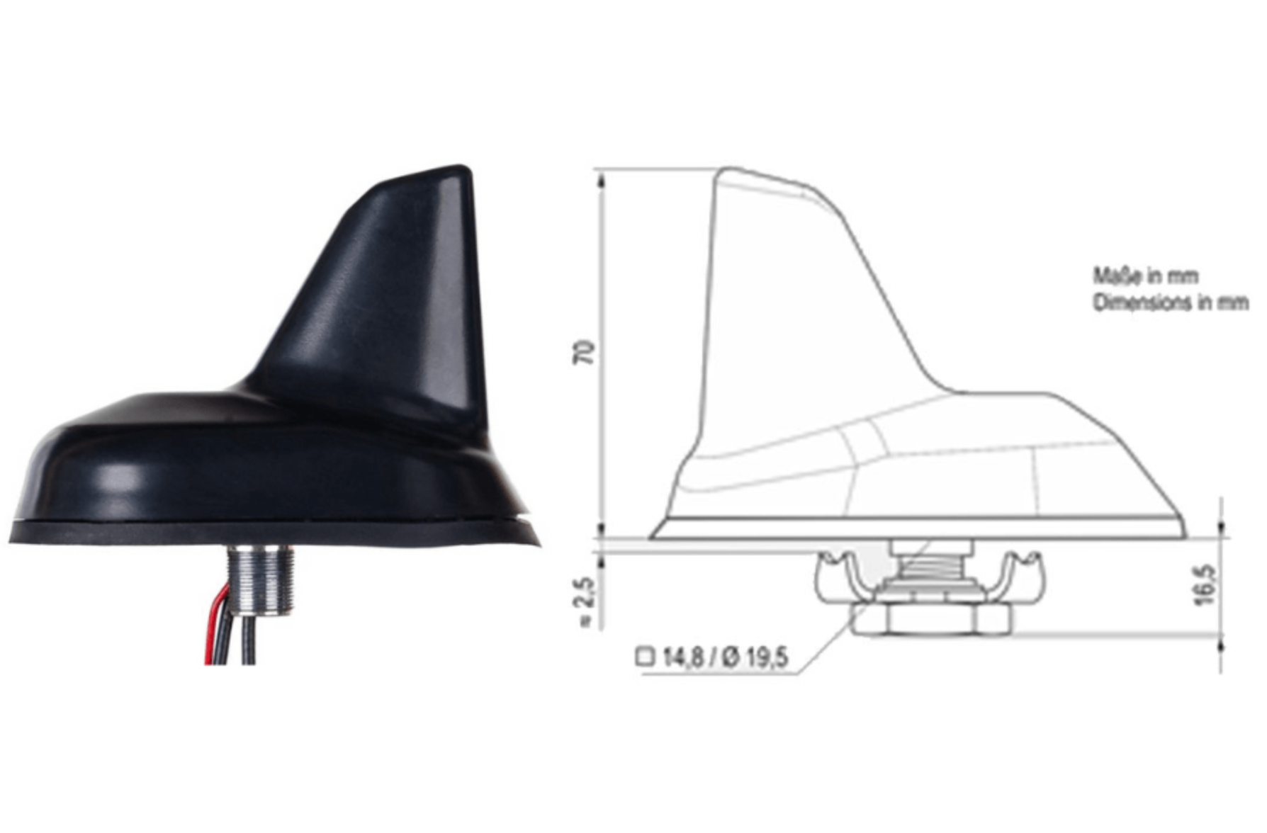 DAB+/ FM and AM vehicle roof mount Shark Fin Aerial Antenna