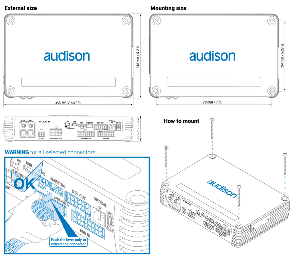 Audison Forza AF C4.10 bit - 10 CH DSP D-Class Fully Bridgeable Car Amplifier 600W