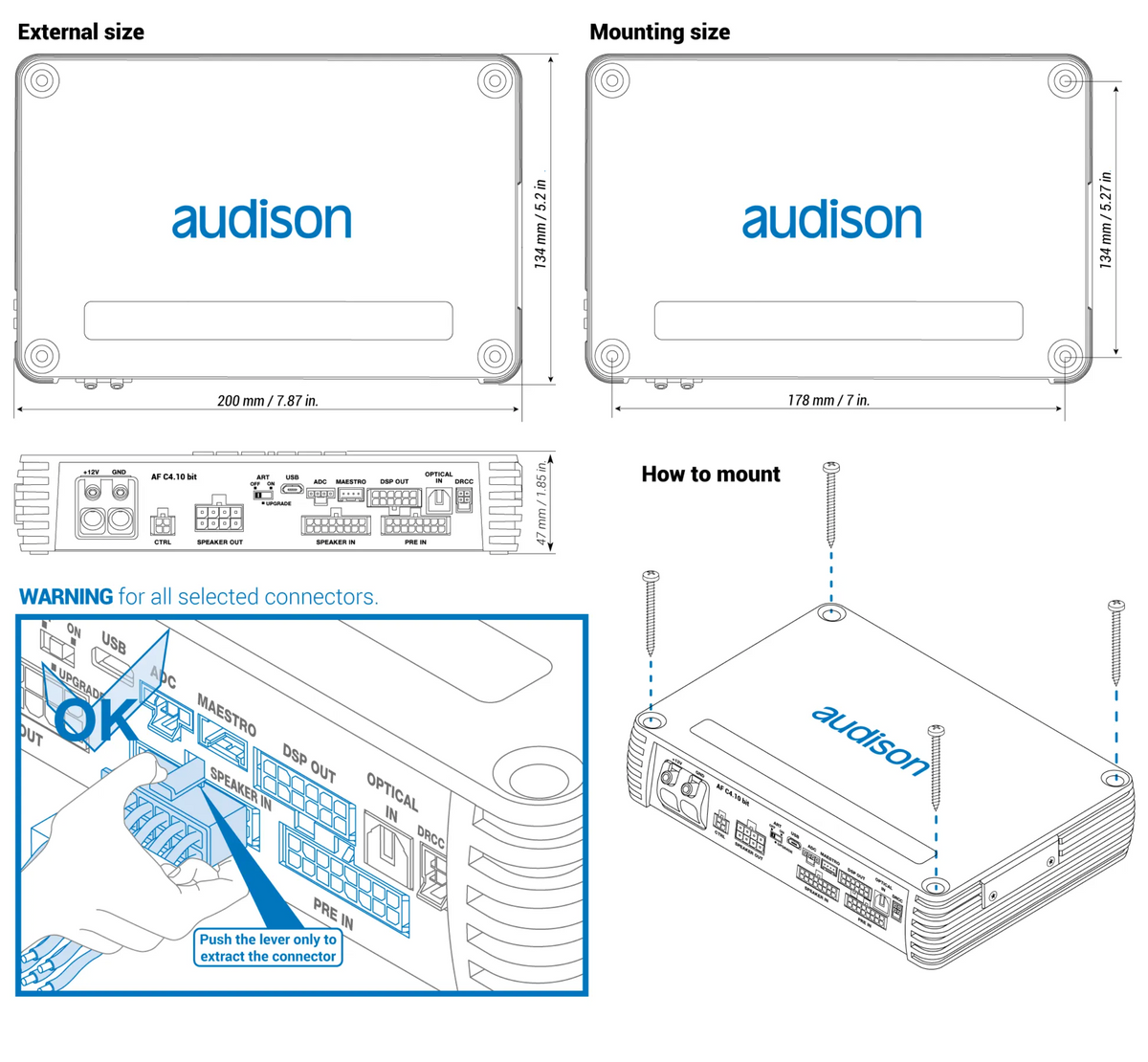 Audison Forza AF C4.10 bit - 10 CH DSP D-Class Fully Bridgeable Car Amplifier 600W