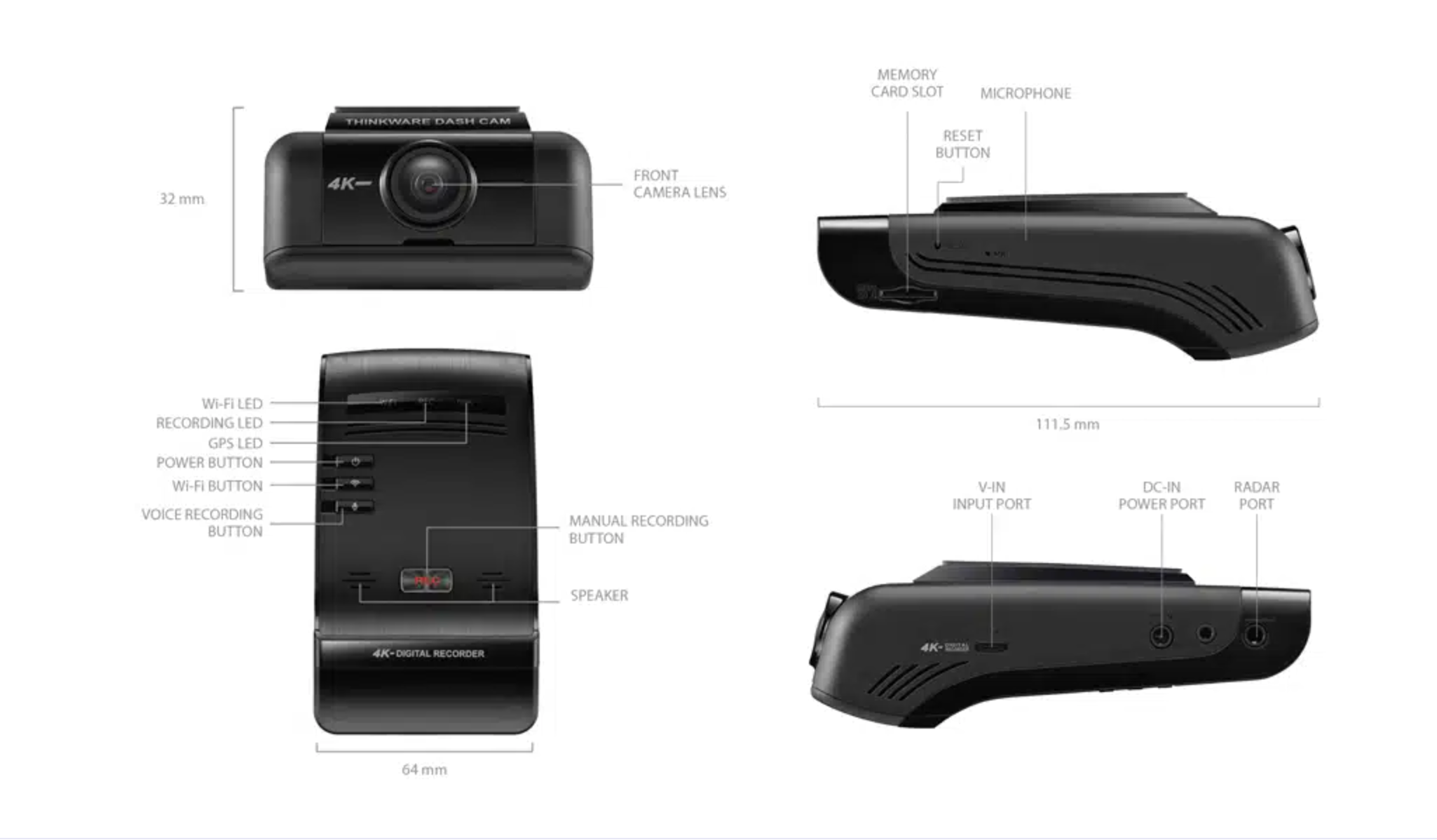 Thinkware U1000 Plus - 4K UHD Front Dash Cam 64Gb