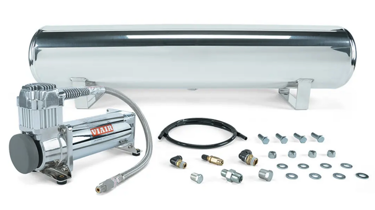4 Gallon Polished Tank with Viair 444 Silver Compressor Including All Hardware