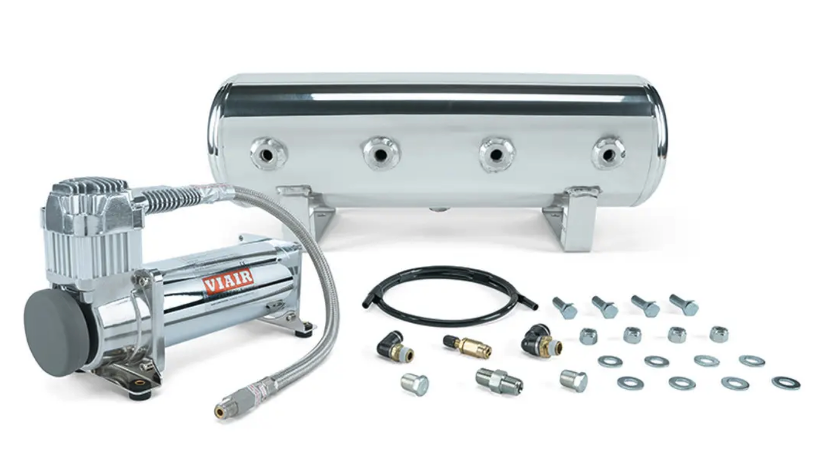 2.5 Gallon Polished Tank with Viair 444 Silver Compressor Including All Hardware