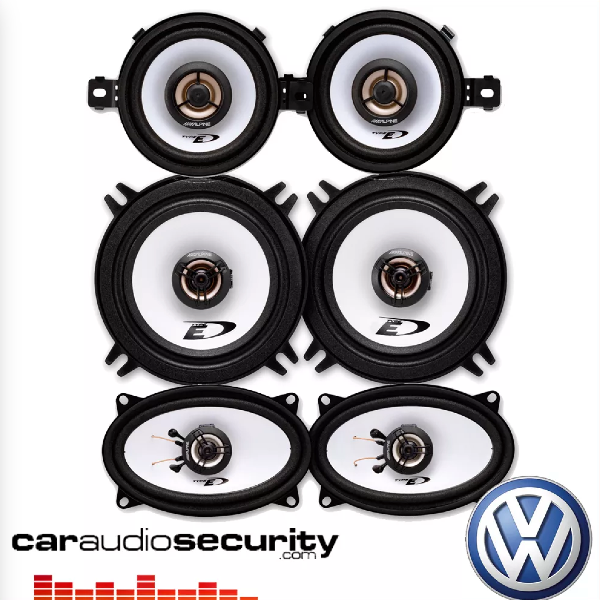 VW Golf Mk2 II 1983-1995 - Complete Coaxial Car Speakers Upgrade Kit Alpine