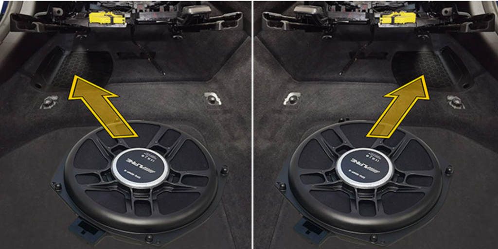 Alpine 20 cm (8") under-seat Subwoofers designed for BMW