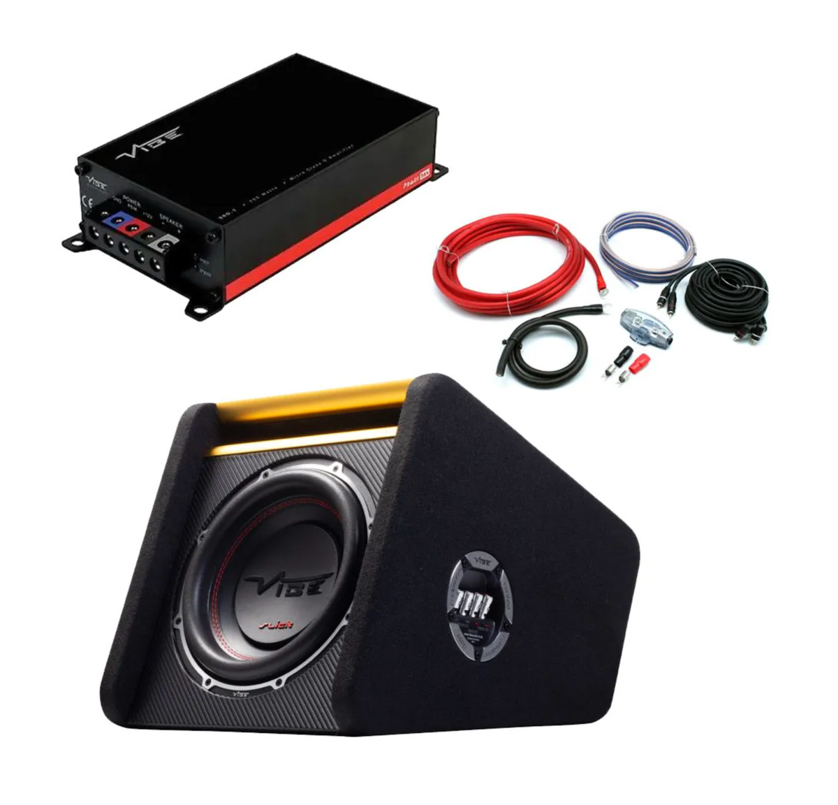 Vibe Slick 8 Inch Powerbox Enclosure Subwoofer Amplifier Package 1350W