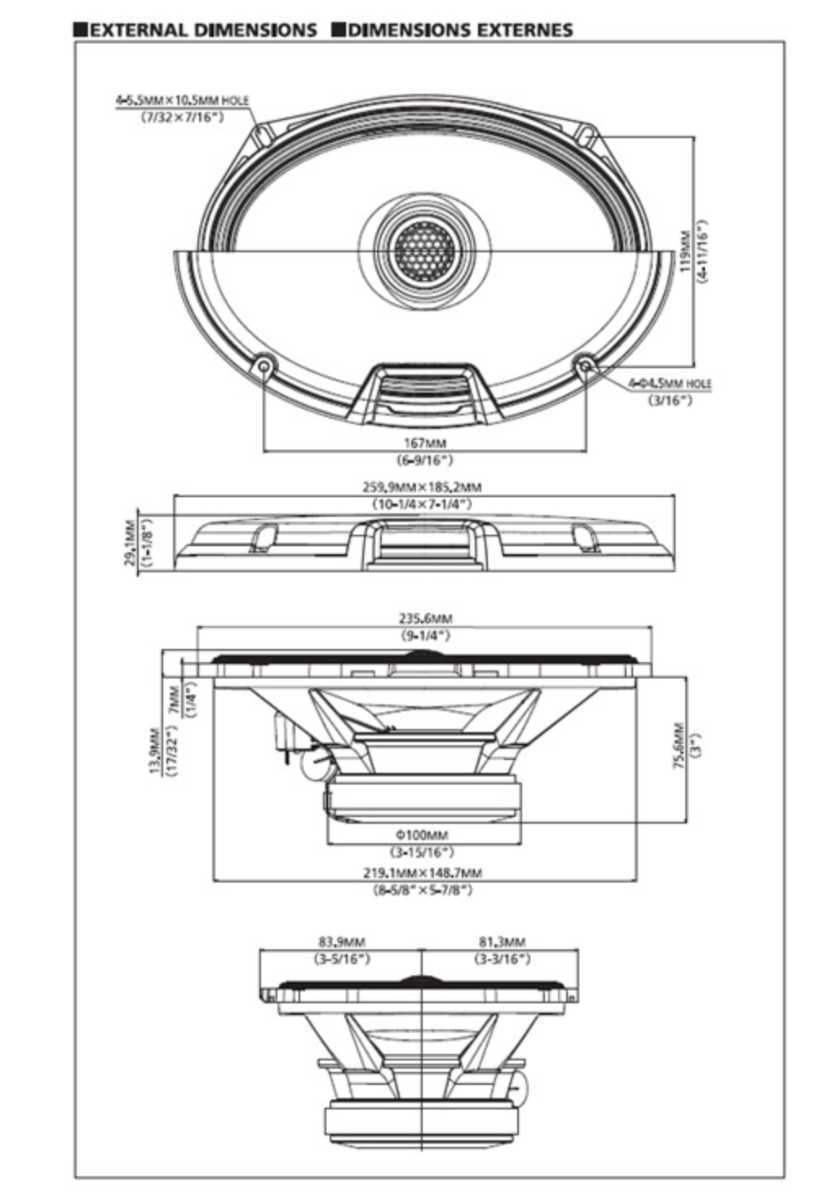 Alpine R2-S69 - 6x9" (16cm x 24cm) 2-Way R-Series Coaxial Shelf Speakers 300W