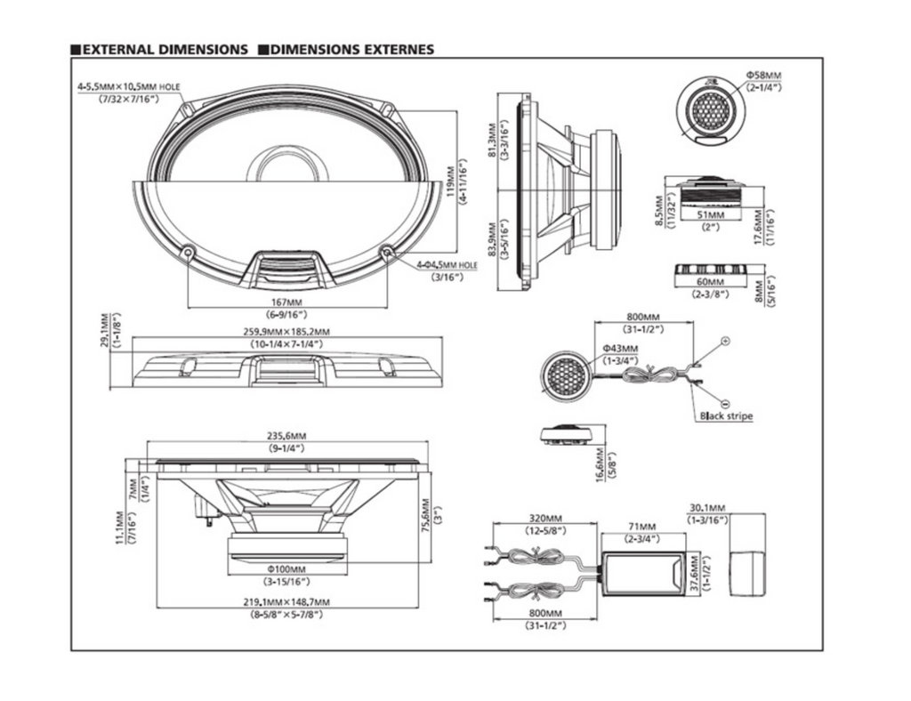 Alpine R2-S69C - 6x9 2-Way Car Component Door Shelf Speakers with Tweeters 300W