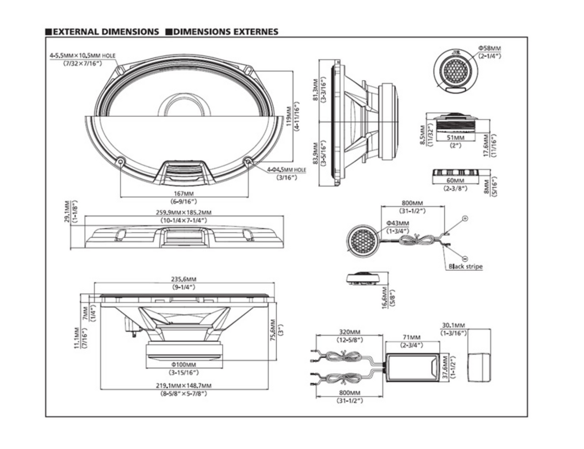 Alpine R2-S69C - 6x9 2-Way Car Component Door Shelf Speakers with Tweeters 300W