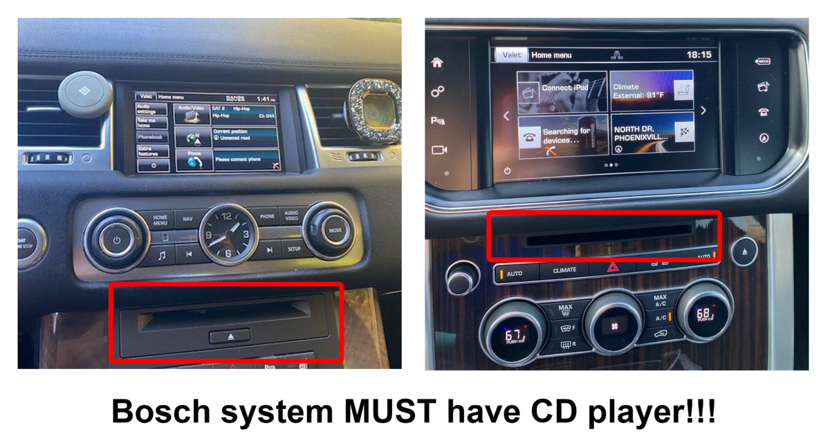 Land Rover Models with Factory Bosch Stereo (W/ Factory NAV) Wireless CarPlay/Android Auto Add on Interface