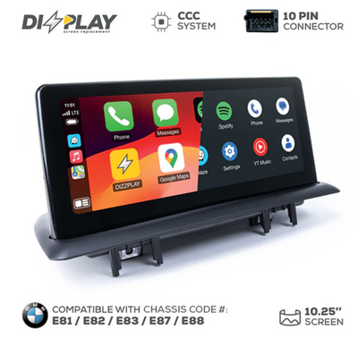 Wireless Carplay/Android Auto 10.25'' Replacment Screen for BMW 1 Series (E81/E82/E83/E87/E88) 2004-2008