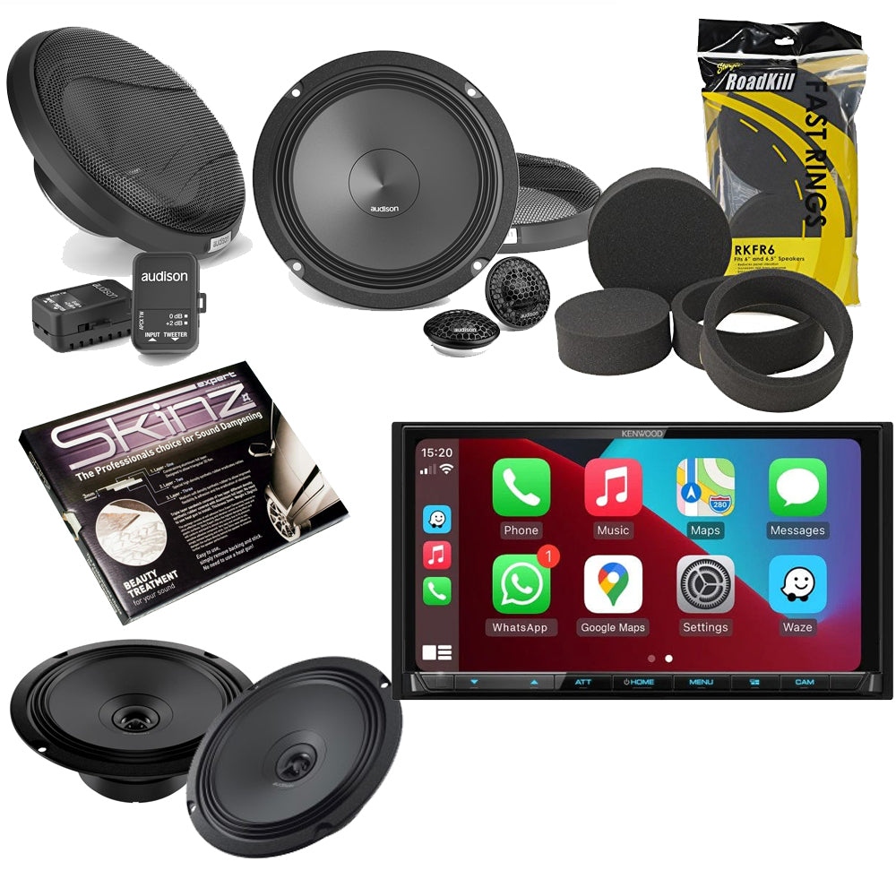 Bespoke Prima Front & Rear Speaker Upgrade Kenwood 7" CarPlay™ Android Auto DAB+ Bluetooth Stereo