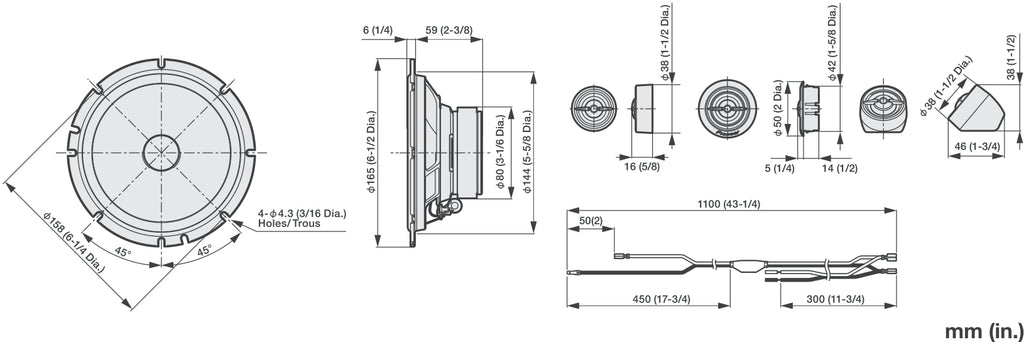 Pioneer TS-A1601C - 16.5cm 6.5" 2-Way Component Car Speakers 350W