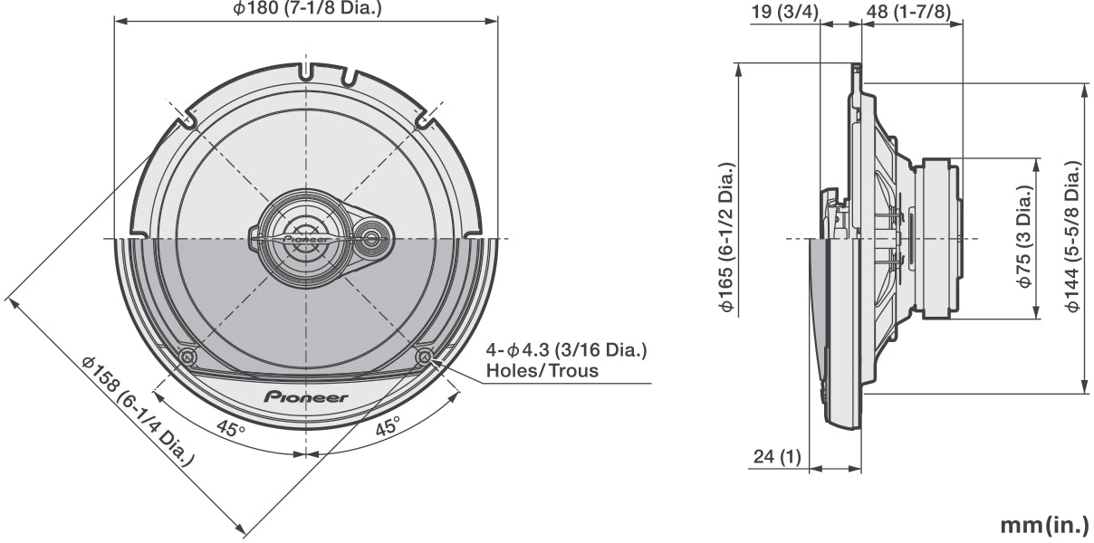 Pioneer TS-A1671F - 16.5cm 6.5" 3-Way Coaxial Car Speakers 320W