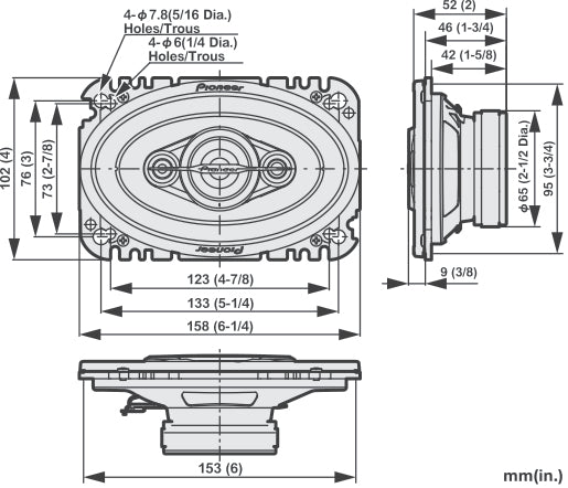 Pioneer TS-A4671F - 4"x6" 4-Way Coaxial Car Speaker 210W