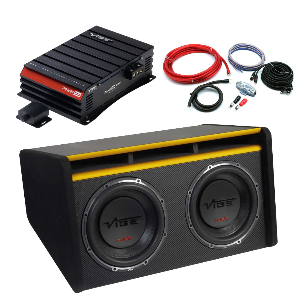 Vibe Slick 12" Twin Powerbox Enclosure Subwoofer & Amplifier Package 3000W