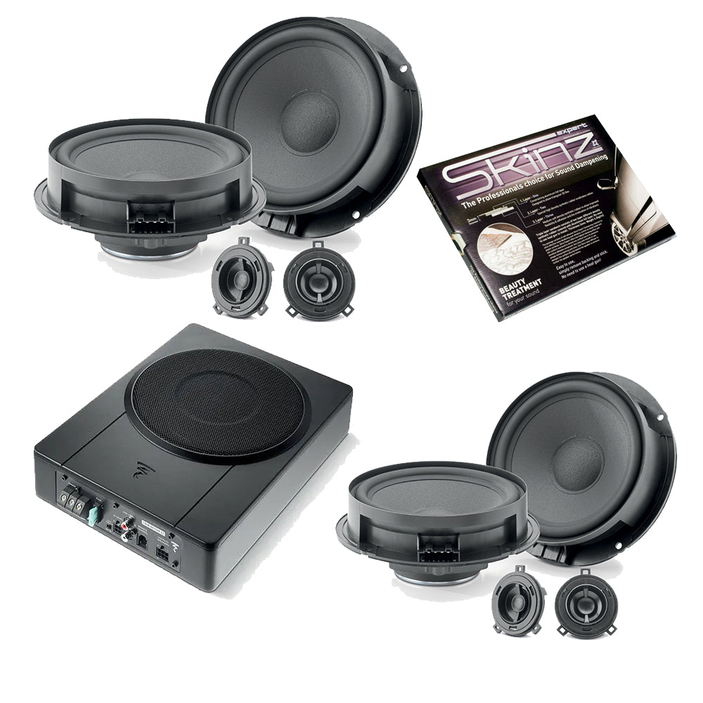 Bespoke Front + Rear 2-Way Component Speakers Upgrade With 2.1 Active Underseat Subwoofer For VW Models