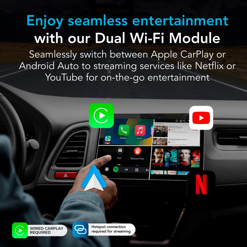 Wireless CarPlay and AndroidAuto Adapter With Netflix & YouTube
