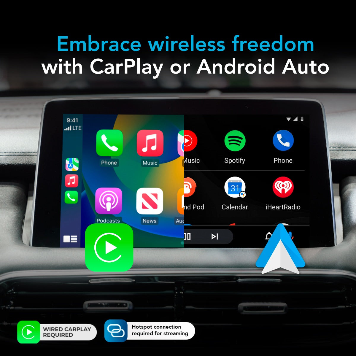 Wireless CarPlay and AndroidAuto Adapter With Netflix & YouTube