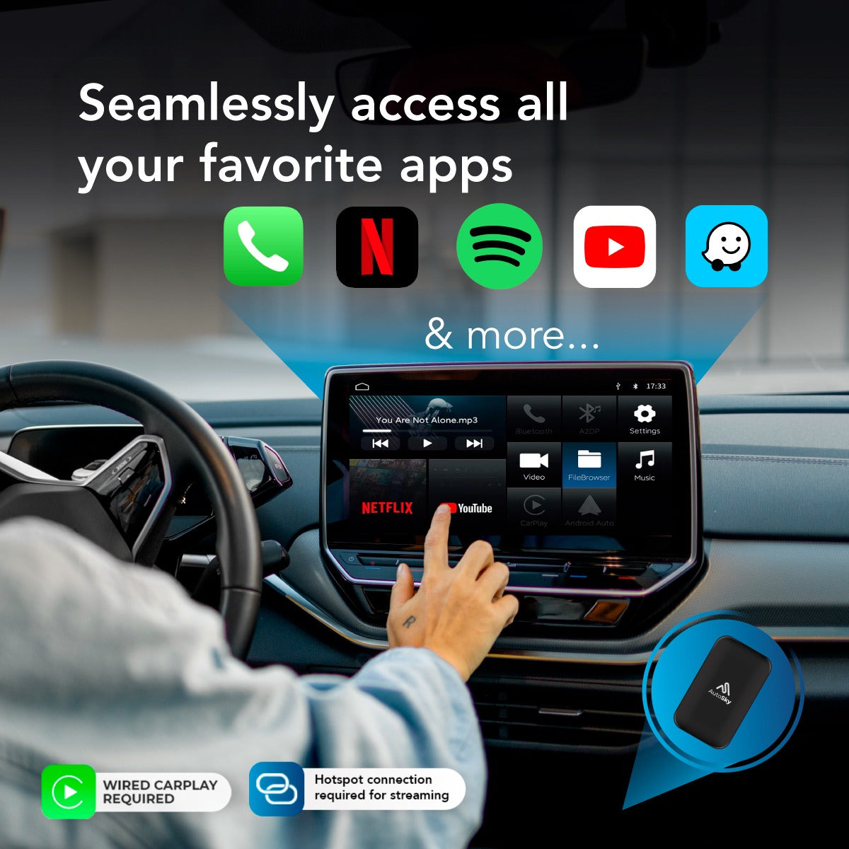 Wireless CarPlay and AndroidAuto Adapter With Netflix & YouTube