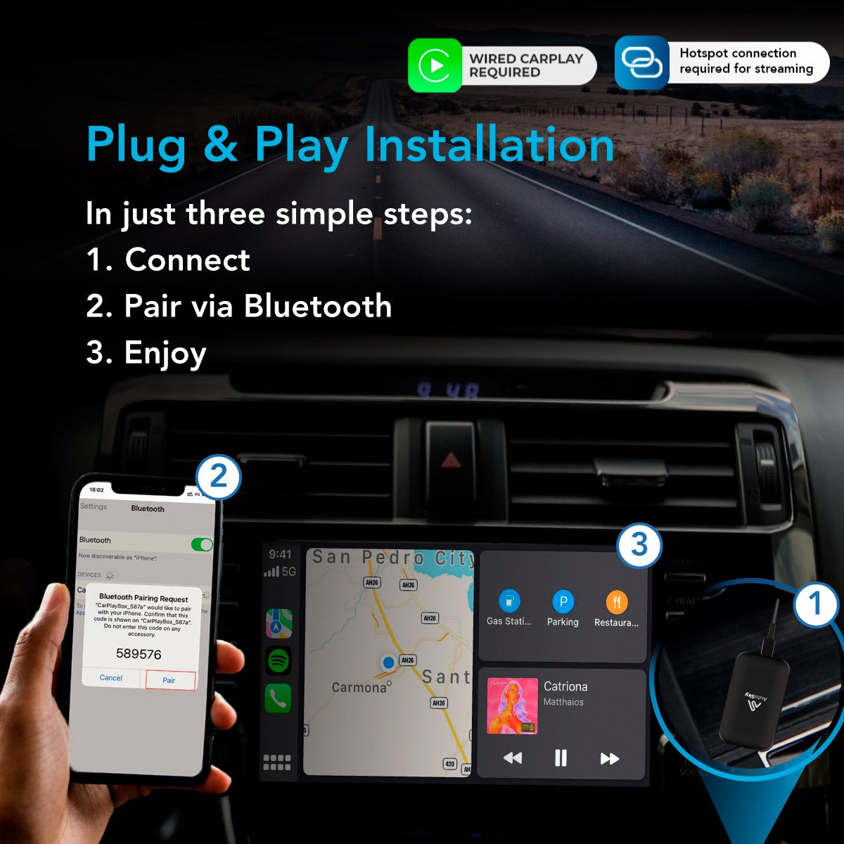 Wireless CarPlay and AndroidAuto Adapter With Netflix & YouTube